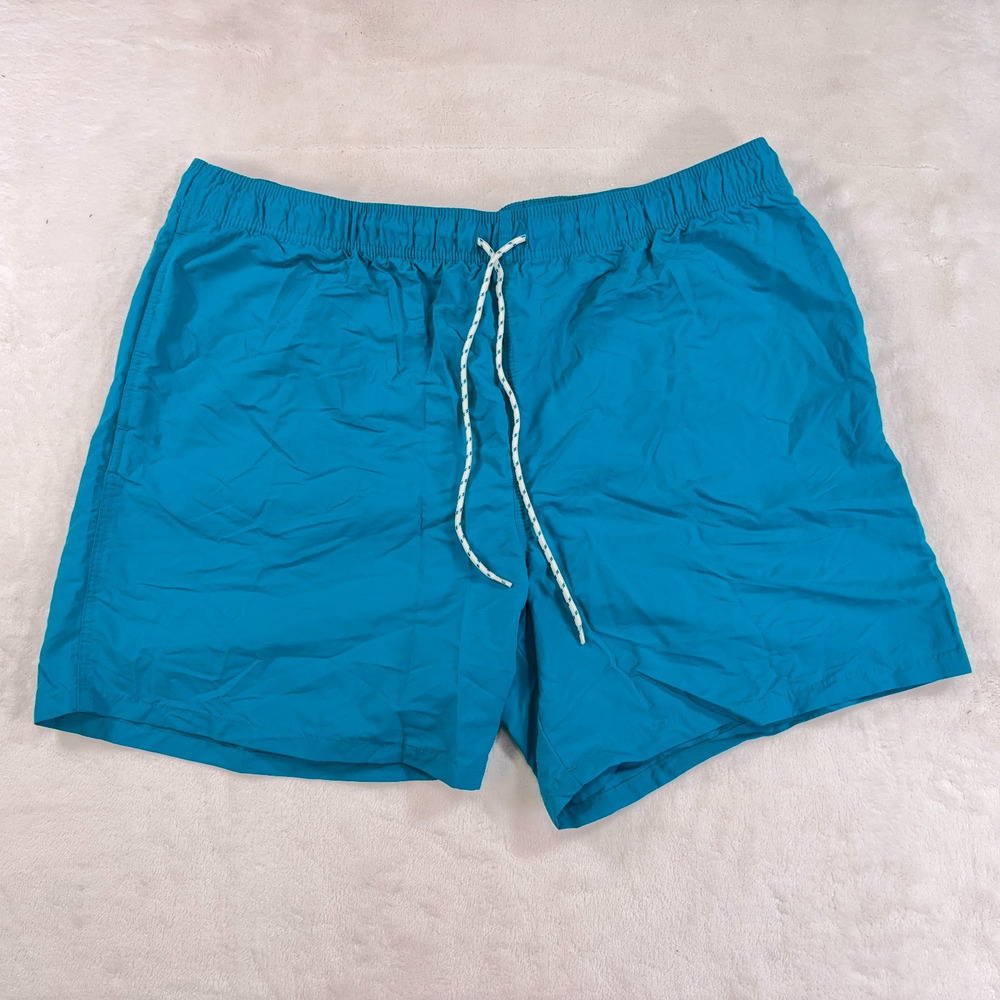 Goodfellow & Co Mens Swim Trunks Teal Blue Mesh Lined Drawstring Size XXL